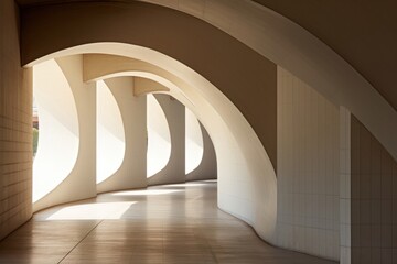 Obraz premium Curve contemporary building corridor architecture flooring daylighting.