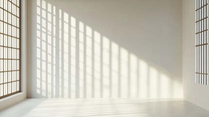 Fototapeta premium Abstract 3D-rendered floating white panels with soft lighting creating a futuristic minimalistic and elegant composition