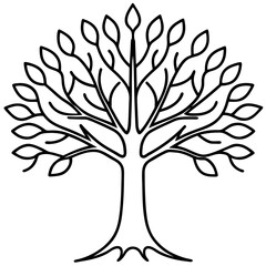 Obraz premium Simple Tree of Life Line Drawing in Vector