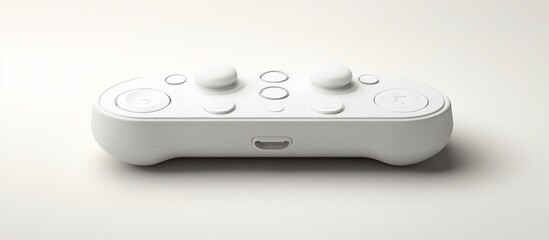 White VR controller on white background, minimalist design, gaming