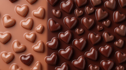 Fototapeta premium A heart-shaped chocolate cake is sitting on a table covered in chocolate chips