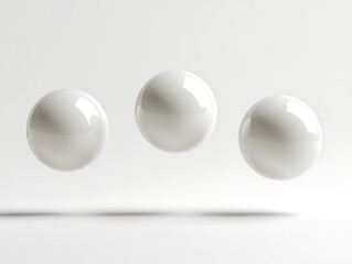 Floating white spheres in minimalist setting studio photography abstract
