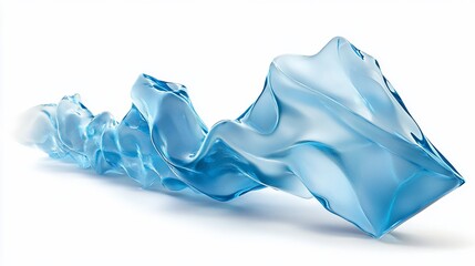 Obraz premium Abstract blue liquid wave flowing, isolated on white background, 3D render, design element