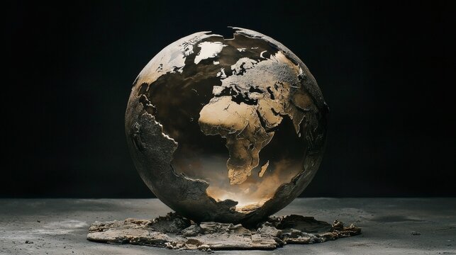 Bronze Earth Globe: A Darkly Elegant Sculptural Artwork