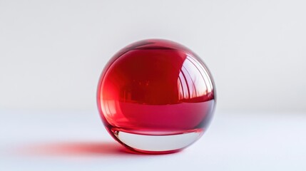 Elegant red glass orb on a minimalist surface