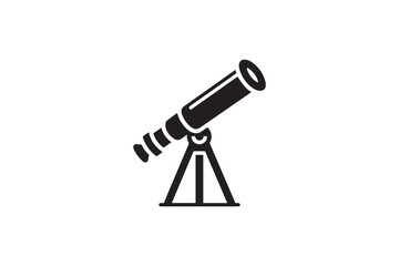 Telescope vector silhouette isolated in white background