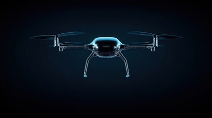 Aerial view of a drone equipped with a camera flying over a scenic landscape during daylight