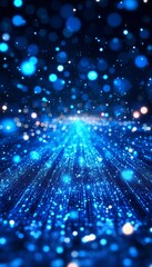 Abstract Blue Bokeh Lights Background, Digital Network, Technology, Science, Futuristic