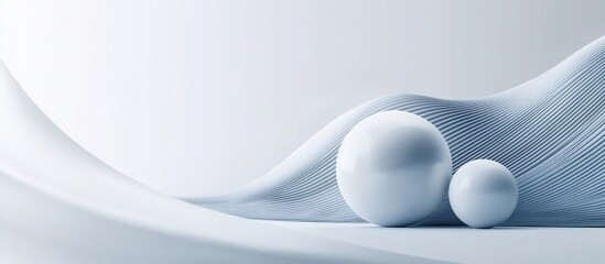 Abstract spheres on flowing wave backdrop