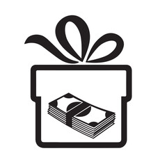 Reward gift box icon, bonus money concept, sale discount program, win points vector illustration