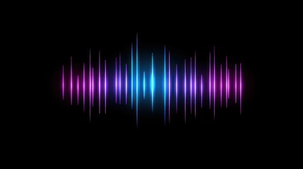 Abstract sound wave, neon glow, dark background, music visualizer