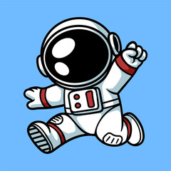 fun spirit astronaut cartoon colored character isolated drawing line style sketch classic vintage design illustration