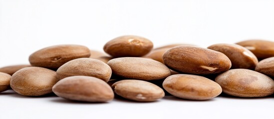 Obraz premium Lima beans pile, close-up, white background, food ingredient