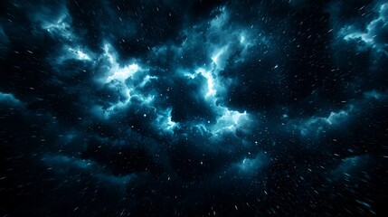 Cosmic Nebula In Dark Blue Night Sky