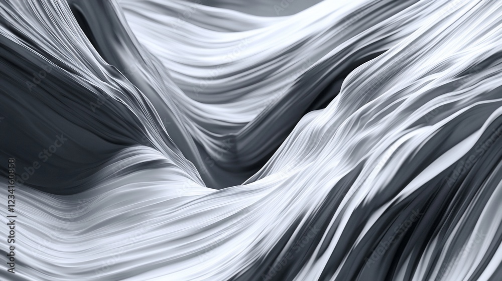 Aufkleber abstract flowing waves in shades of grey creating a dynamic and textured surface design