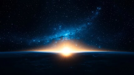 Fototapeta premium Cosmic Sunrise Over Earth