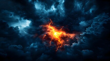 Fototapeta premium Cosmic Storm: Fiery Energy in Dark Nebula