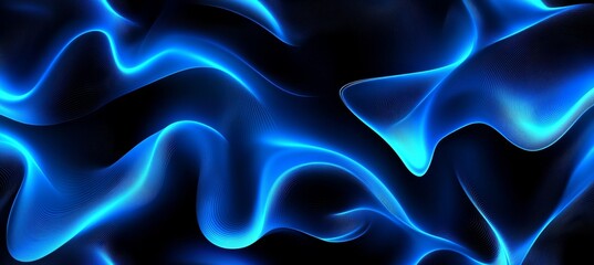 Obraz premium Abstract Digital Landscape with Glowing Blue Energy Waves Flowing in a Seamless Pattern