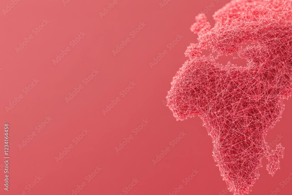 Poster abstract representation of the world with a focus on africa, featuring a web of interconnected lines