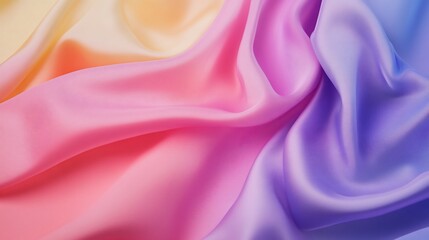 Fototapeta premium Smooth flowing pastel fabric background with soft waves and gradient hues