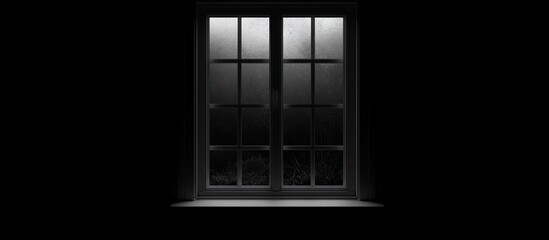 Obraz premium Dark room window night view, rain outside, mystery