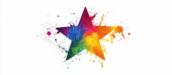 Rainbow star splash art on white background