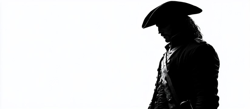Colonial Man Silhouette, Studio, White Background, History