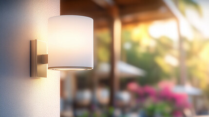 Elegant wall-mounted light fixture illuminating an outdoor space, creating a warm and inviting atmosphere