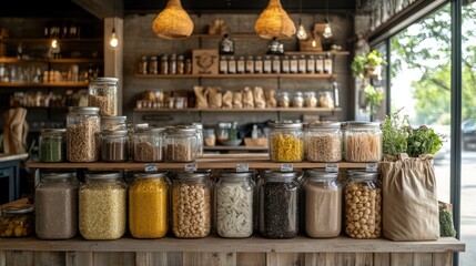 Bulk Food Store: Organic Grains and Legumes in Rustic Setting