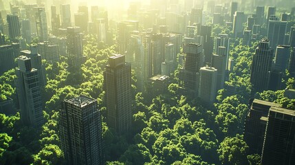 Cityscape Through Leaves