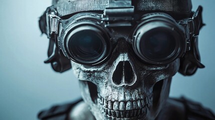 Skull in Goggles: A Dark, Steampunk-Inspired Portrait