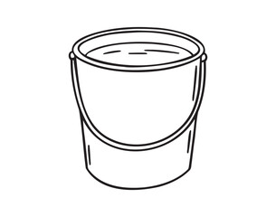 bucket doodle hand drawn icon. Outline drawing metal or plastic bucket line clipart symbol