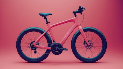 Fototapeta premium Vibrant pink bicycle against a smooth gradient backdrop showcasing modern design elements