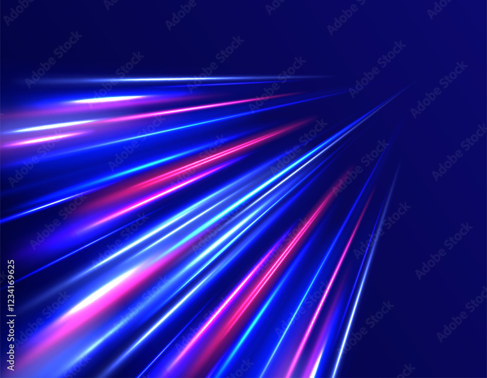 Aufkleber horizontal speed lines connection vector background. futuristic dynamic motion technology blue glowi