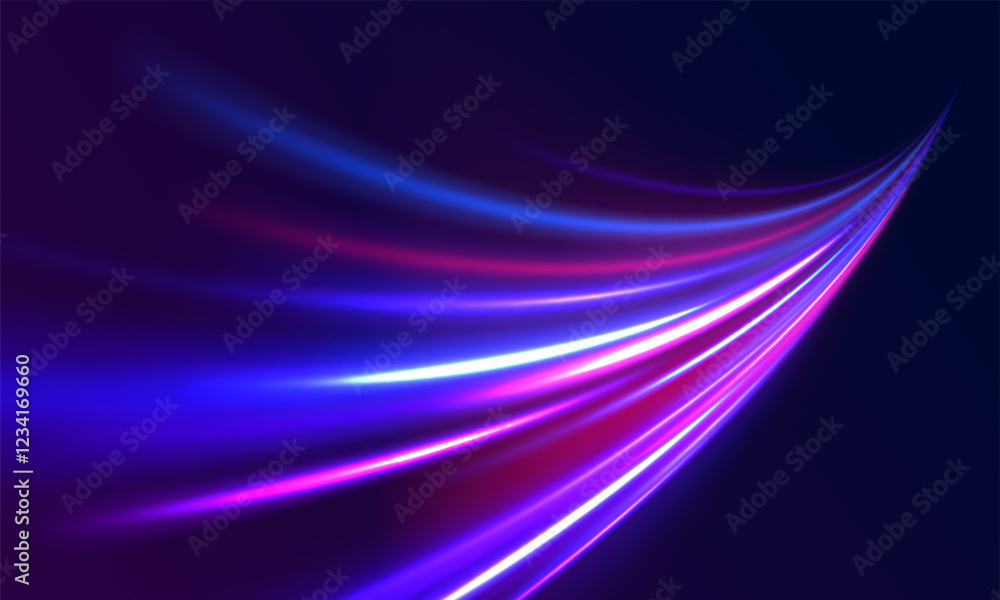 Poster horizontal speed lines connection vector background. futuristic dynamic motion technology blue glowi