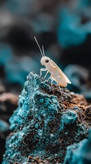 HD Phone Wallpaper Close up of a Pale Insect on a Teal Rock Detailed Macro Photography of Nature