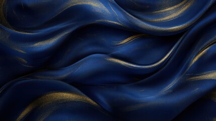 Obraz premium Beautiful Navy Blue Paint Swirls with Gold Powder