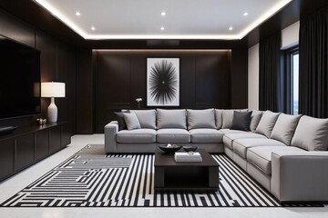 Modern living room with monochromatic design
