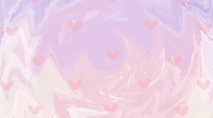 Abstract Pastel Marble Background with Scattered Hearts