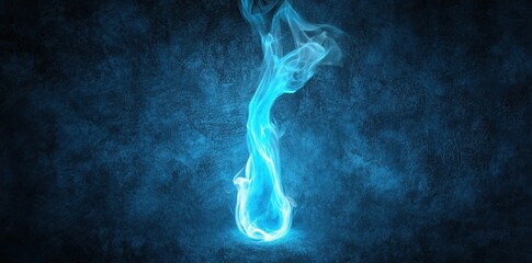 Fototapeta premium Ethereal Blue Flame Ascending Dark Background