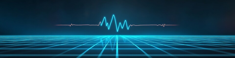 Fototapeta premium Blue EKG Graph Flatlining On Dark Grid, Minimalist Vector Illustration, Health, Medical Concept