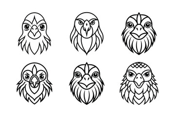 Kakapo (Strigops habroptilus) animal design, labeled line art vector art illustration.