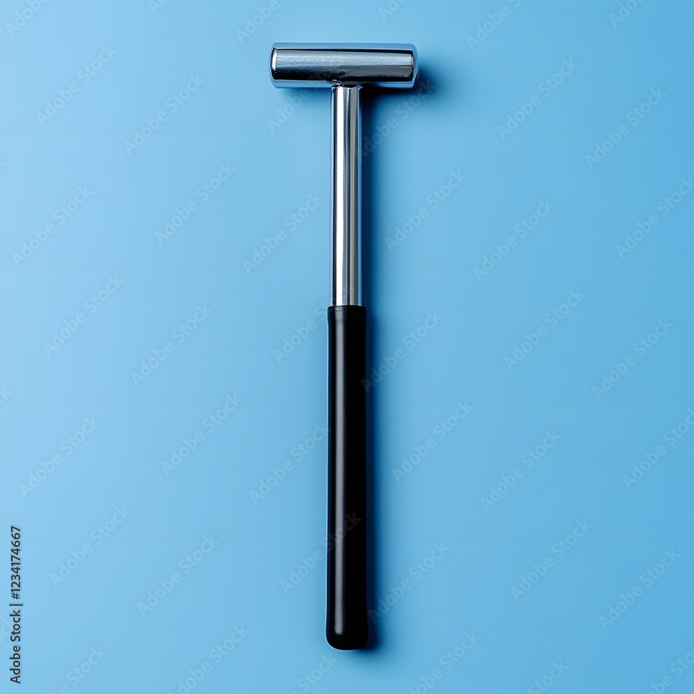 Poster reflex hammer isolated on a minimalist background its rubber head and metallic handle showing the si