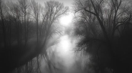 Obraz premium Foggy River Landscape