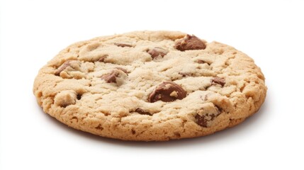 Single chocolate chip cookie isolated on white.
