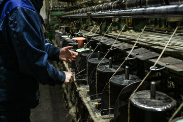hemp rope twine production flax cotton factory vintage twine cord spool thread