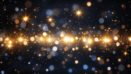 Obraz premium Abstract Glittering Gold Bokeh Lights Festive Christmas Background. Celebratory Texture