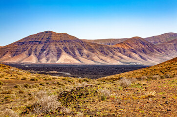 Volcanic landscape, Island Lanzarote, Canary Islands, Spain, Europe.