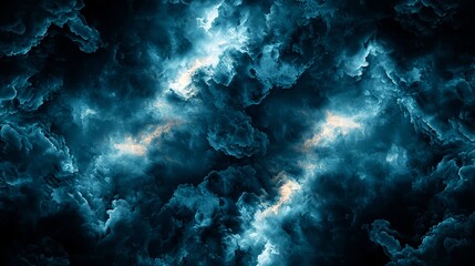 Fototapeta premium Dark Blue and Teal Swirling Clouds Abstract Background