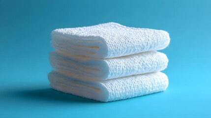 Set of sterile gauze pads neatly stacked on a minimalist background representing first aid essentials in every medical kit